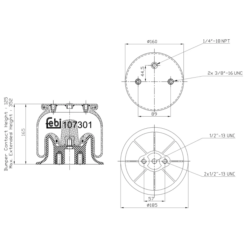 Soufflet à air, suspension pneumatique FEBI BILSTEIN 107301