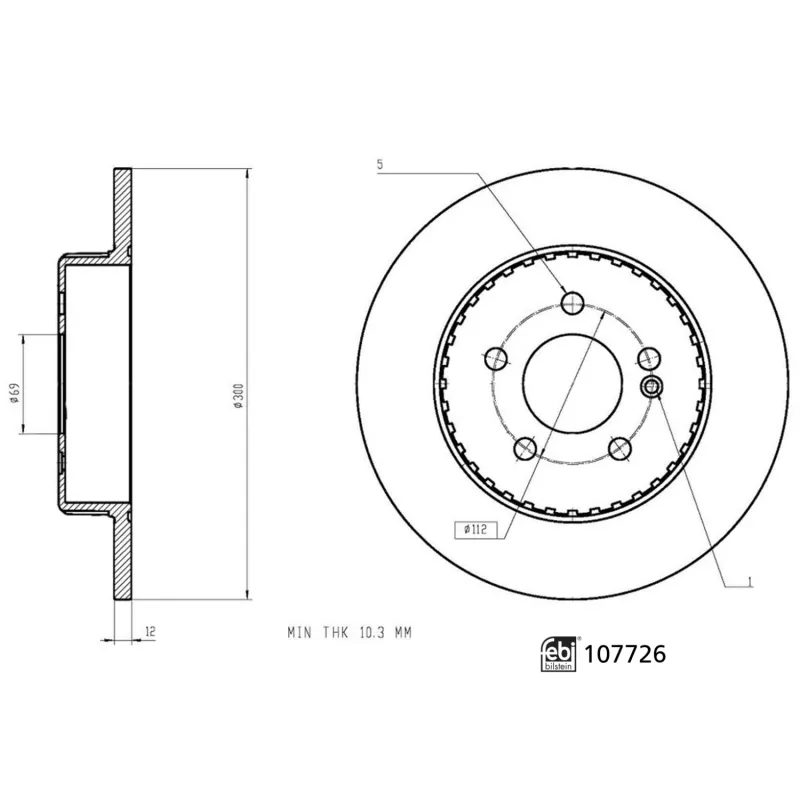Jeu de 2 disques de frein arrière FEBI BILSTEIN 107726
