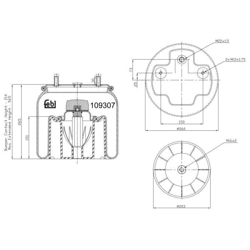 Soufflet à air, suspension pneumatique FEBI BILSTEIN 109307