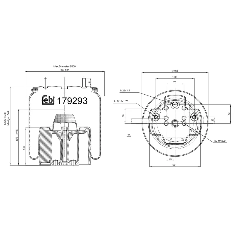 Ressort pneumatique, suspension pneumatique FEBI BILSTEIN 179293
