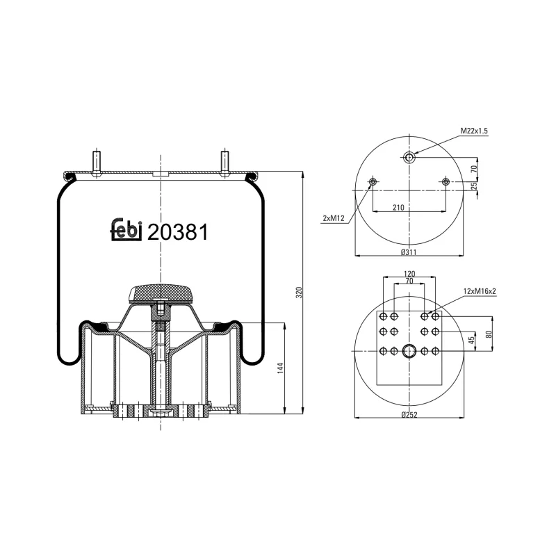 Soufflet à air, suspension pneumatique FEBI BILSTEIN 20381