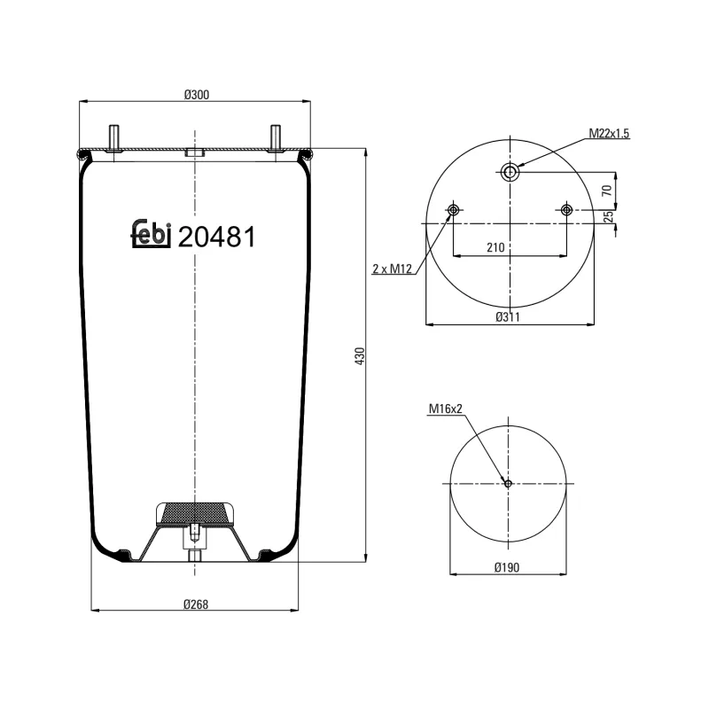Soufflet à air, suspension pneumatique FEBI BILSTEIN 20481