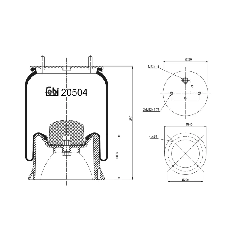 Soufflet à air, suspension pneumatique FEBI BILSTEIN 20504