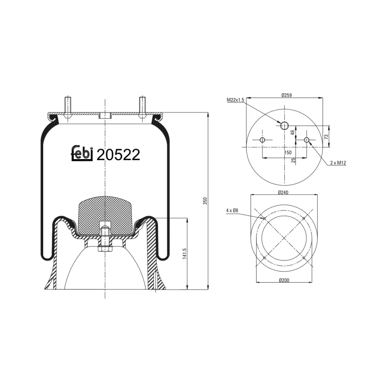 Soufflet à air, suspension pneumatique FEBI BILSTEIN 20522