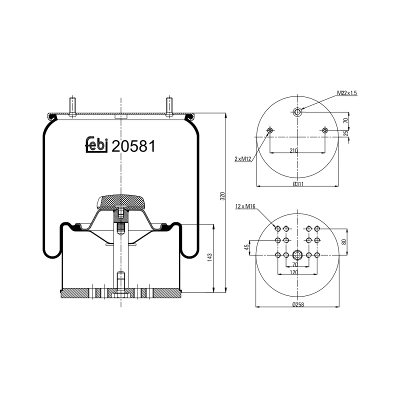 Soufflet à air, suspension pneumatique FEBI BILSTEIN 20581