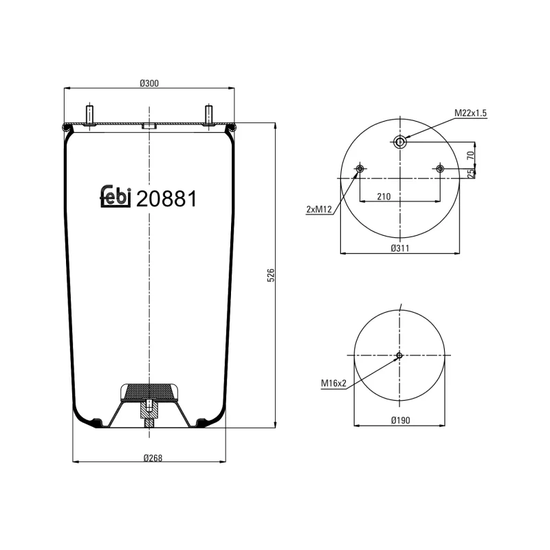 Soufflet à air, suspension pneumatique FEBI BILSTEIN 20881