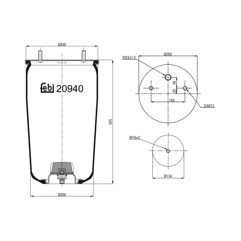 Soufflet à air, suspension pneumatique FEBI BILSTEIN 20940