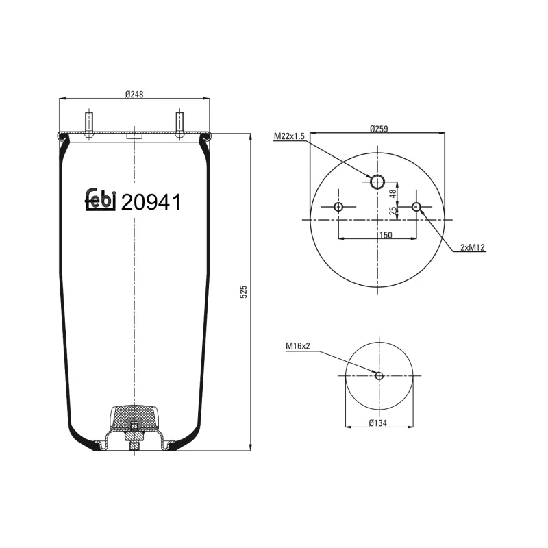 Soufflet à air, suspension pneumatique FEBI BILSTEIN 20941