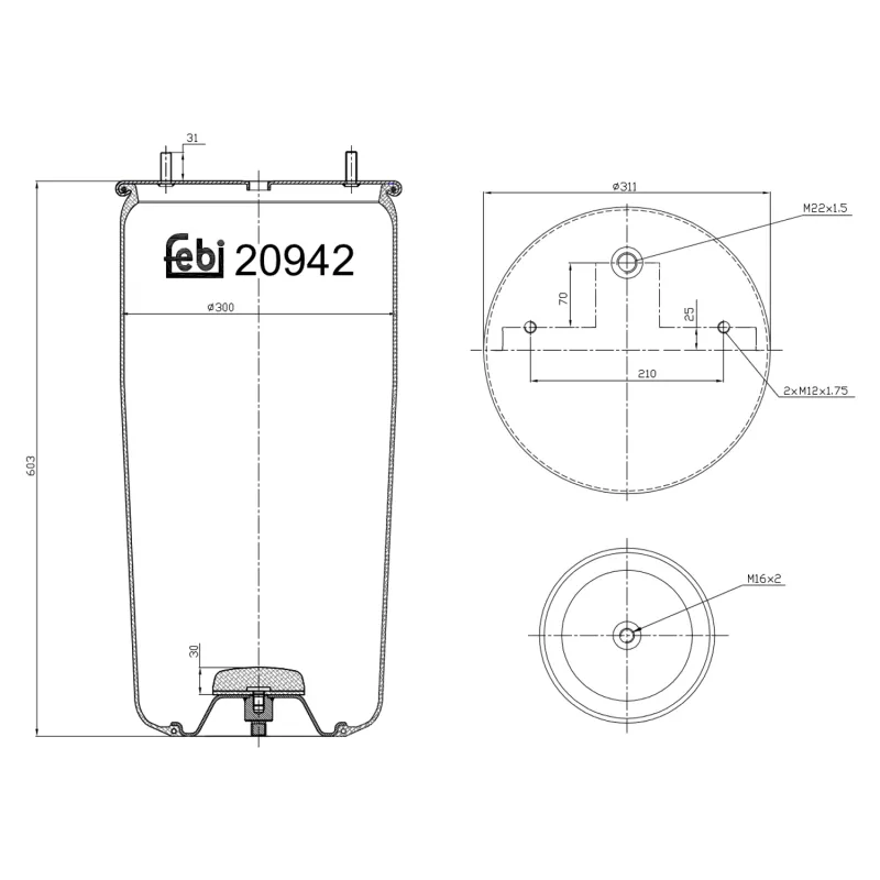 Soufflet à air, suspension pneumatique FEBI BILSTEIN 20942
