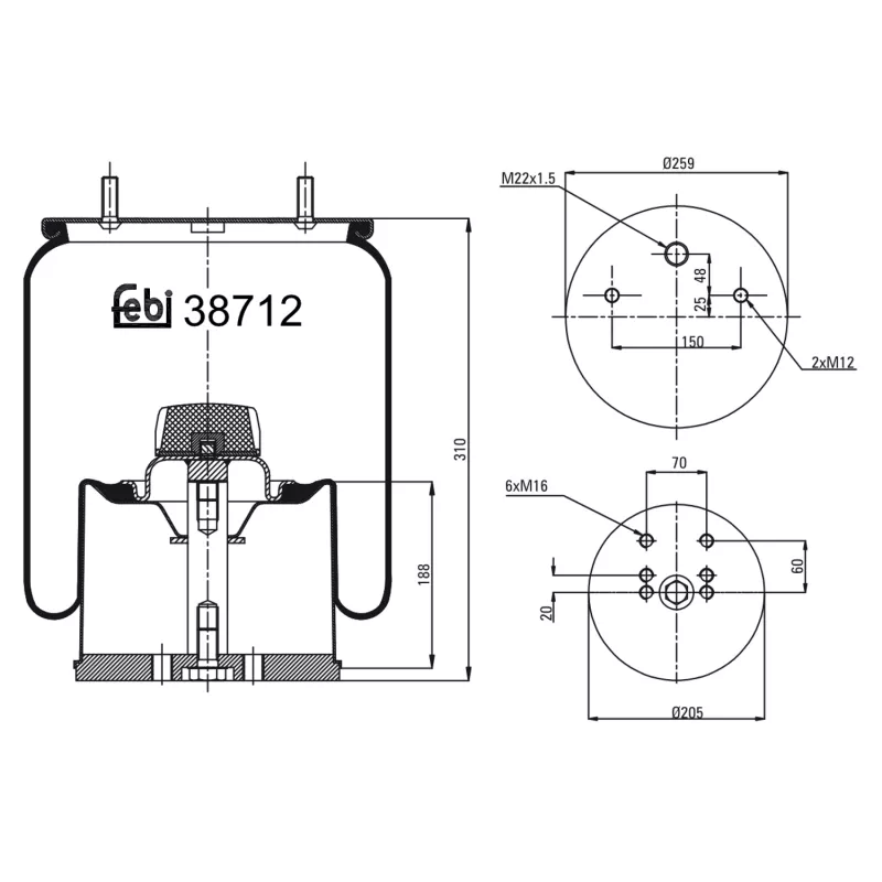 Soufflet à air, suspension pneumatique FEBI BILSTEIN 38712