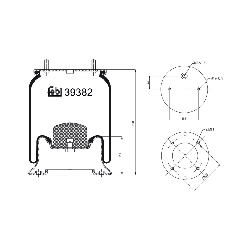 Soufflet à air, suspension pneumatique FEBI BILSTEIN 39382
