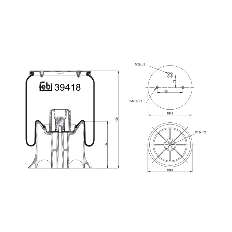 Soufflet à air, suspension pneumatique FEBI BILSTEIN 39418