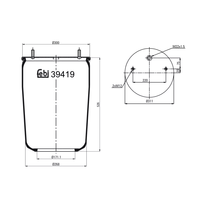 Soufflet à air, suspension pneumatique FEBI BILSTEIN 39419