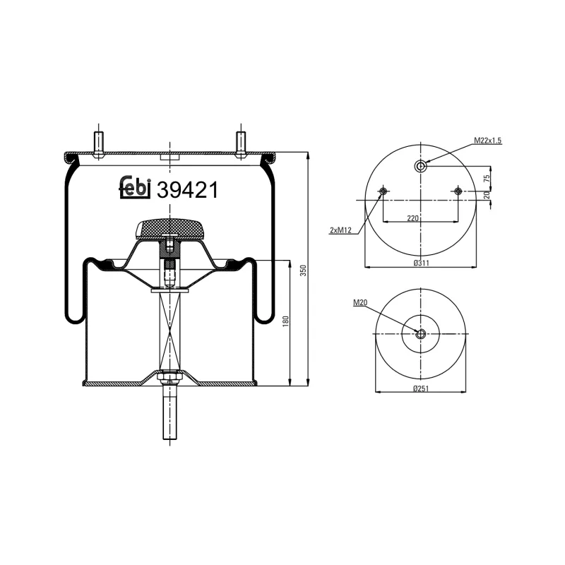 Soufflet à air, suspension pneumatique FEBI BILSTEIN 39421