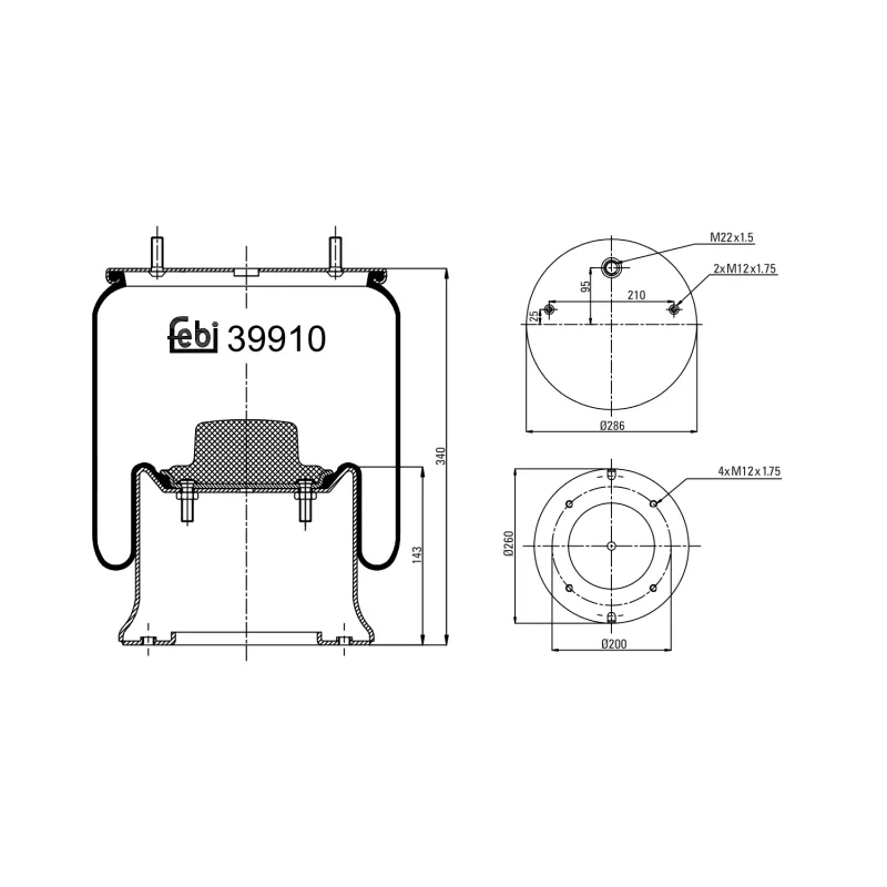 Soufflet à air, suspension pneumatique FEBI BILSTEIN 39910