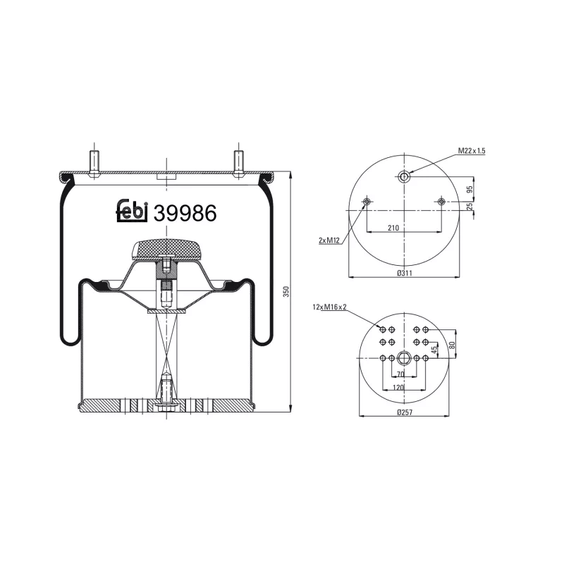 Soufflet à air, suspension pneumatique FEBI BILSTEIN 39986