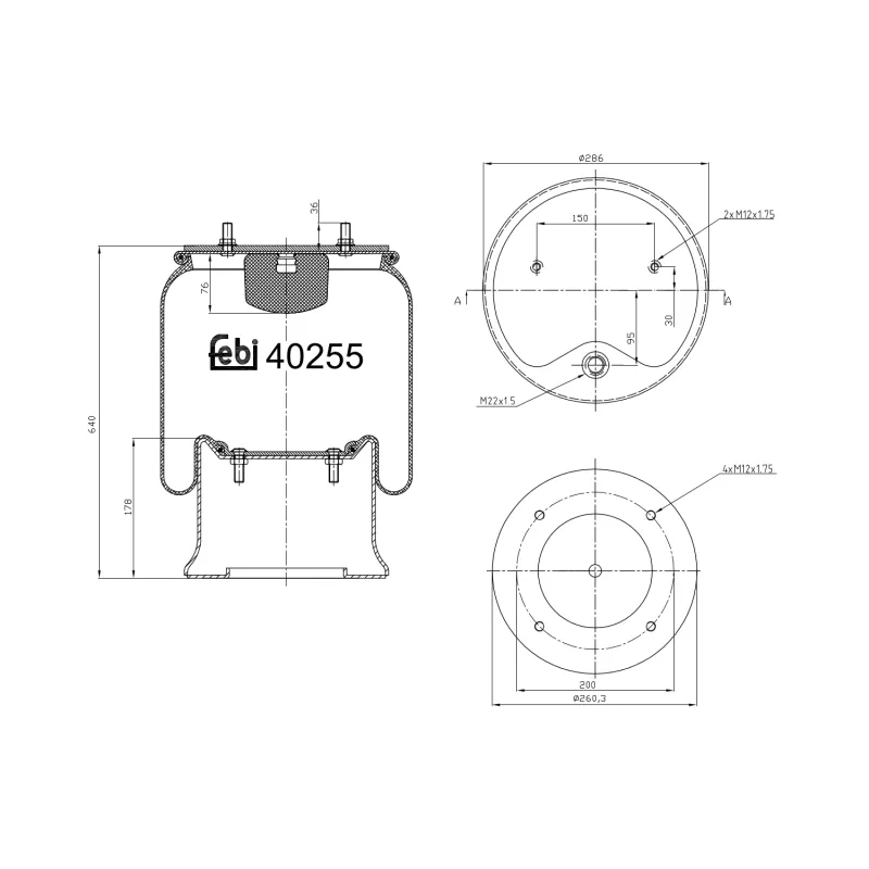 Soufflet à air, suspension pneumatique FEBI BILSTEIN 40255