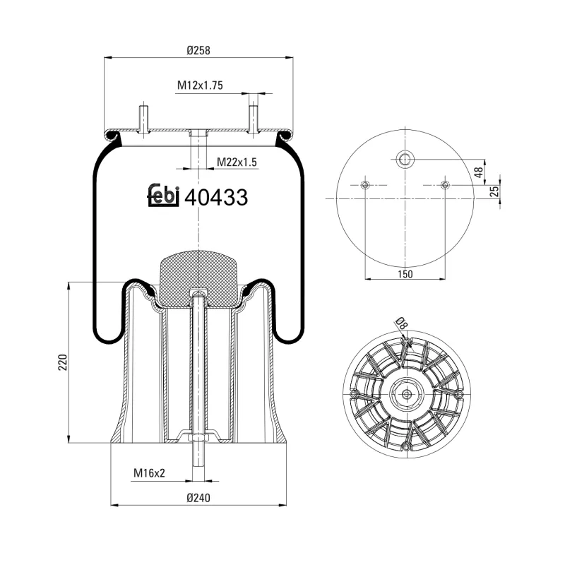 Soufflet à air, suspension pneumatique FEBI BILSTEIN 40433