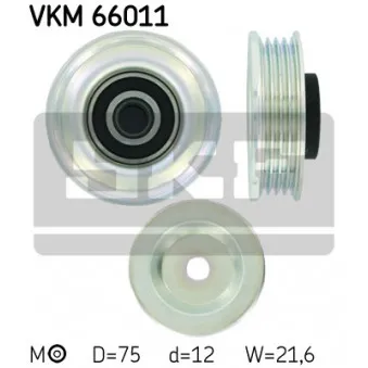 Poulie-tendeur, courroie trapézoïdale à nervures SKF VKM 66011