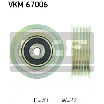 Poulie renvoi/transmission, courroie trapézoïdale à nervures SKF VKM 67006
