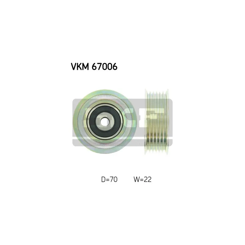 Poulie renvoi/transmission, courroie trapézoïdale à nervures SKF VKM 67006