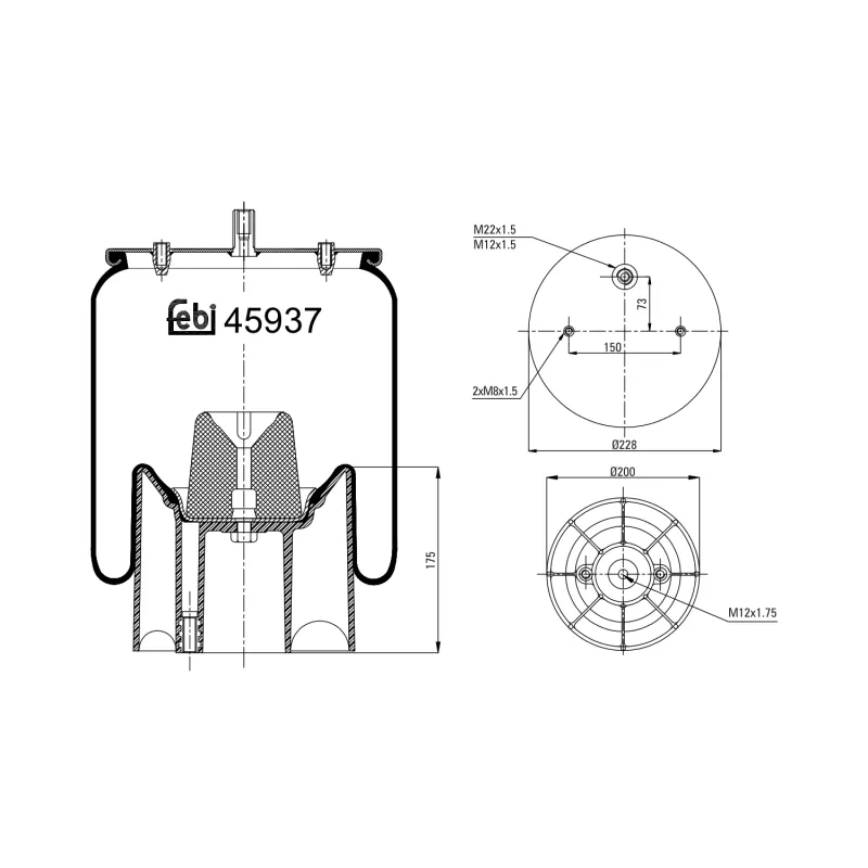 Soufflet à air, suspension pneumatique FEBI BILSTEIN 45937