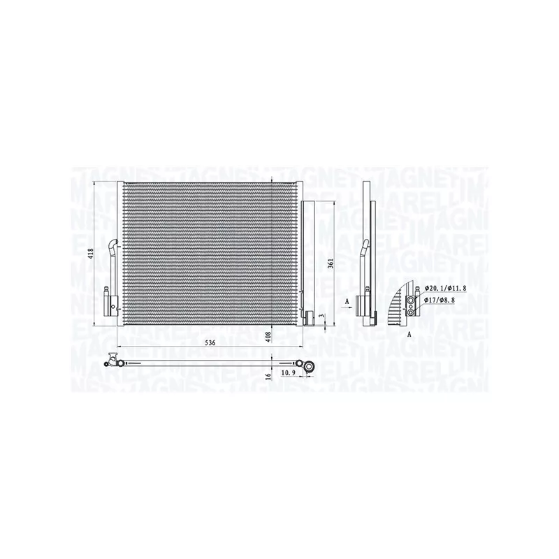 Condenseur, climatisation MAGNETI MARELLI 350203872000