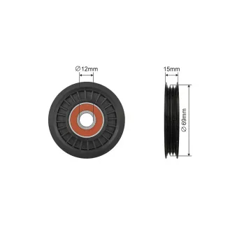 Poulie-tendeur, courroie trapézoïdale à nervures TEKNÖR RNK-NS-048