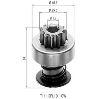 Embrayage à roue libre, démarreur MAGNETI MARELLI 940113020025