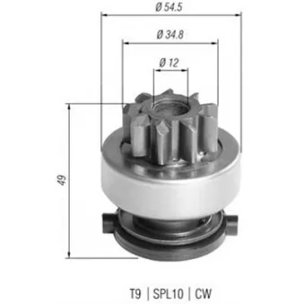 Embrayage à roue libre, démarreur MAGNETI MARELLI 940113020390