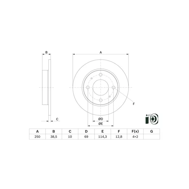Jeu de 2 disques de frein arrière BOSCH 0 986 479 E70