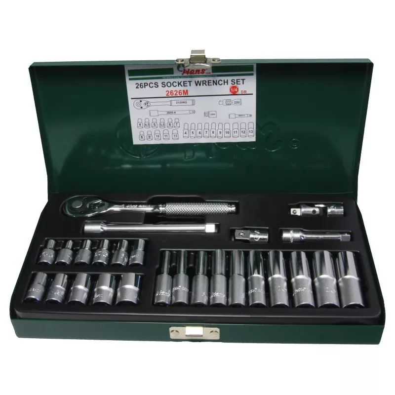 Jeu de douilles 1/4" HANS 2626M