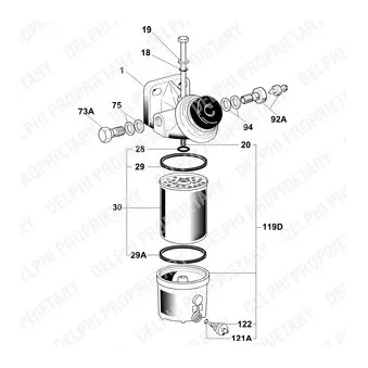 Filtre à carburant DELPHI 6260B645B