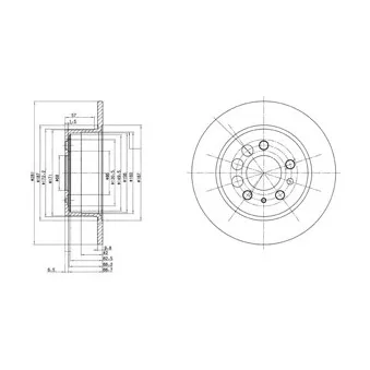Jeu de 2 disques de frein arrière DELPHI BG2103C