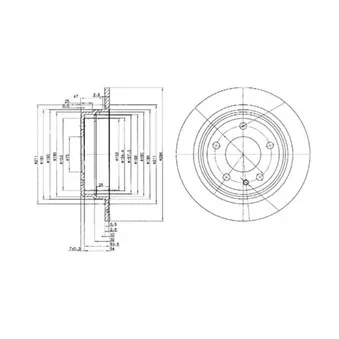 Jeu de 2 disques de frein arrière DELPHI BG2211