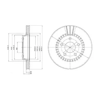 Jeu de 2 disques de frein avant DELPHI BG2377