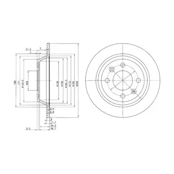 Jeu de 2 disques de frein arrière DELPHI BG2420C
