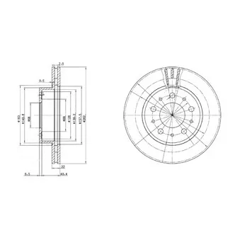 Jeu de 2 disques de frein avant DELPHI BG2425C