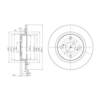 Jeu de 2 disques de frein arrière DELPHI BG2598