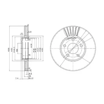 Jeu de 2 disques de frein avant DELPHI BG2745