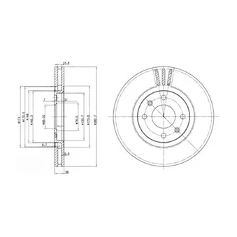 Jeu de 2 disques de frein avant DELPHI