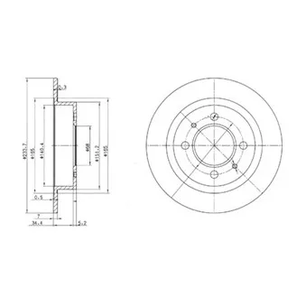 Jeu de 2 disques de frein arrière DELPHI