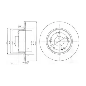 Jeu de 2 disques de frein arrière DELPHI BG3964