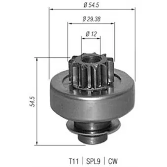 Embrayage à roue libre, démarreur MAGNETI MARELLI 940113020347