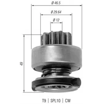 Petit engrenage, démarreur MAGNETI MARELLI AMB0334