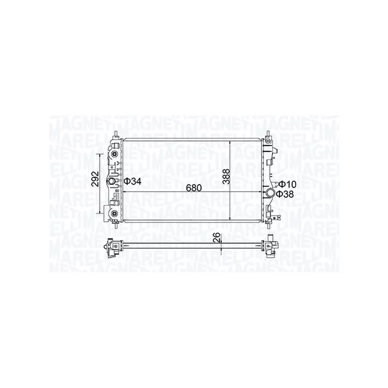 Radiateur, refroidissement du moteur MAGNETI MARELLI 350213206400