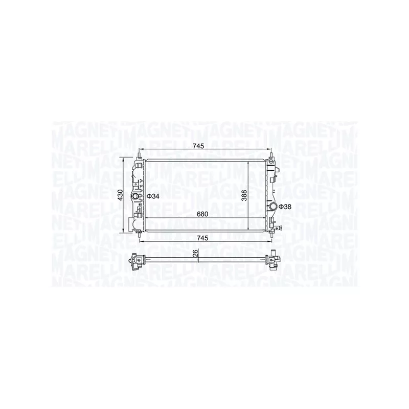 Radiateur, refroidissement du moteur MAGNETI MARELLI 350213206500