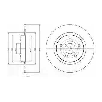 Jeu de 2 disques de frein arrière DELPHI BG4200C