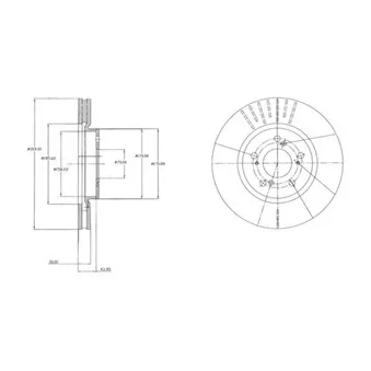 Jeu de 2 disques de frein avant DELPHI BG4215