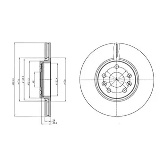 Jeu de 2 disques de frein avant DELPHI